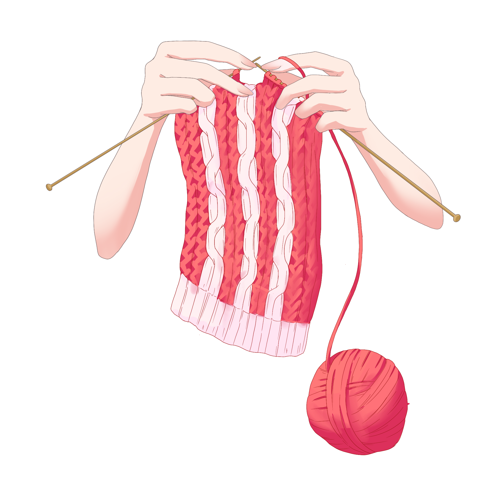 Vtuber向けフリー素材｜編み物をする手のイラスト