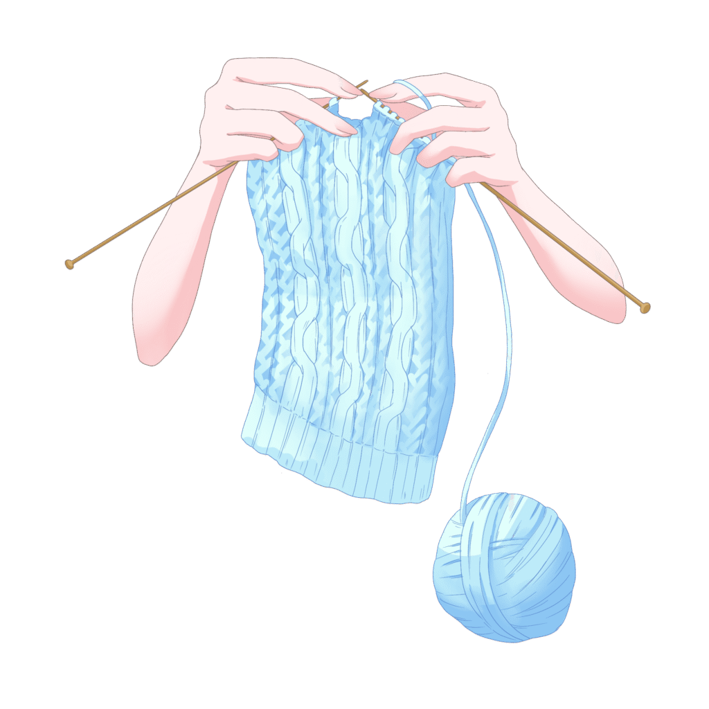 Vtuber向けフリー素材｜編み物をする手のイラスト