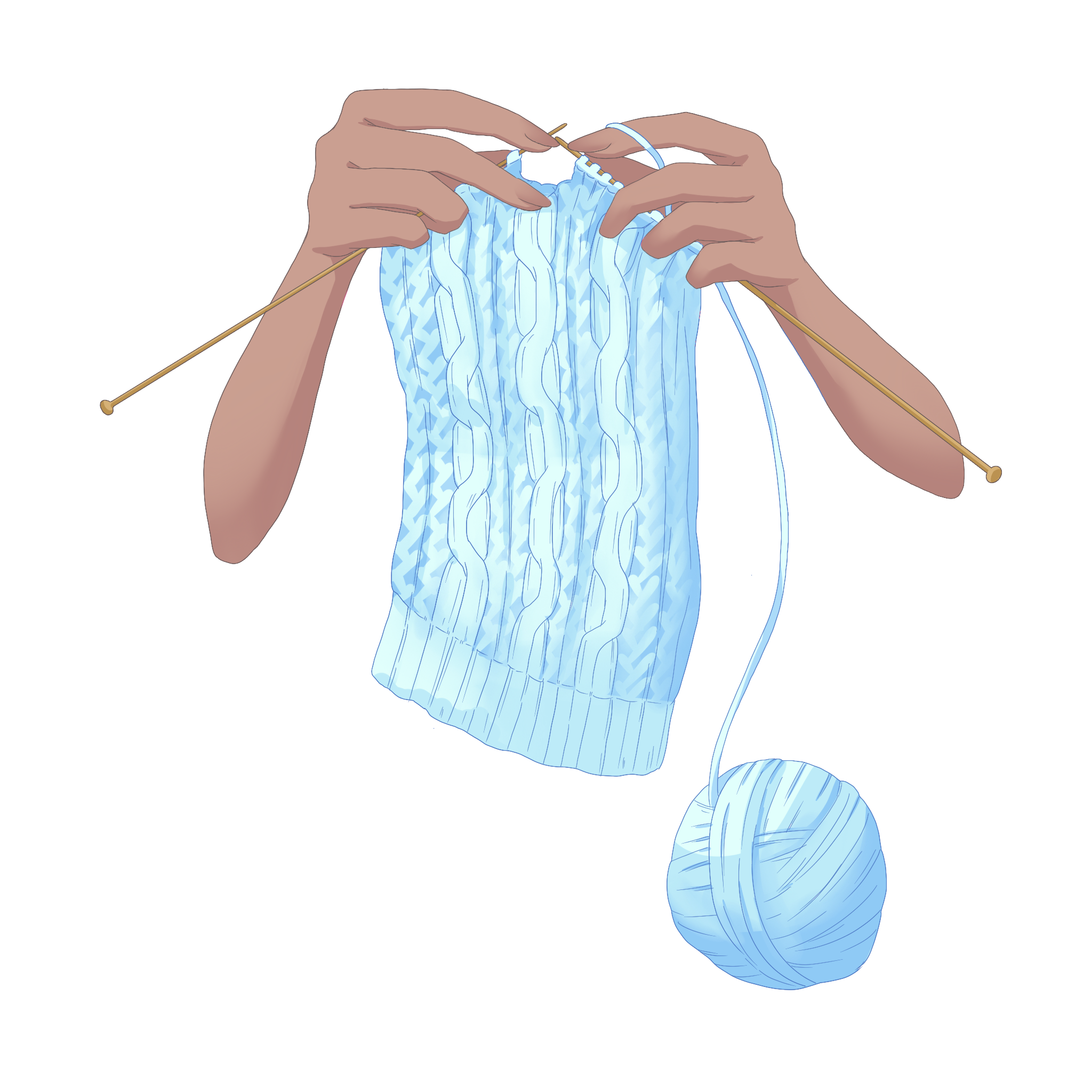 Vtuber向けフリー素材｜編み物をする手のイラスト