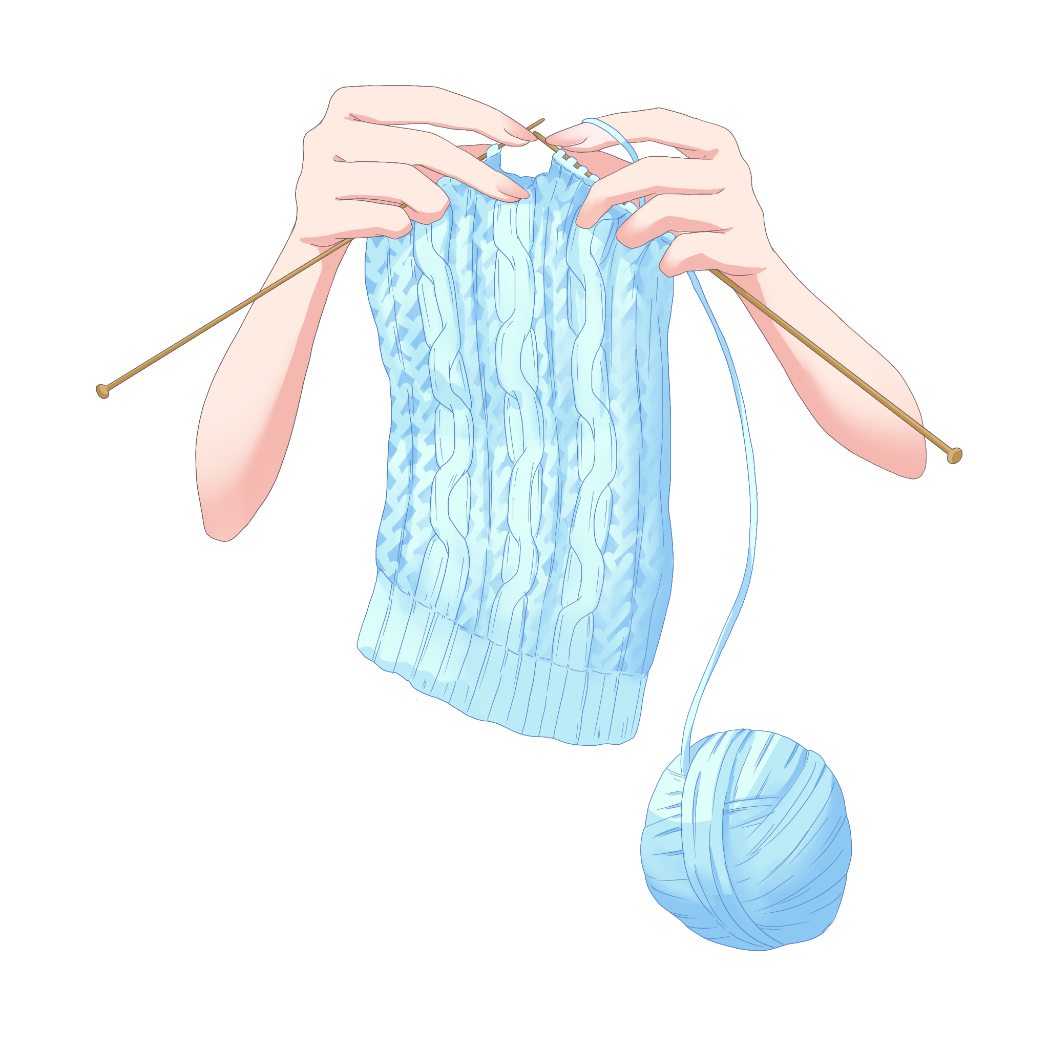 Vtuber向けフリー素材｜編み物をする手のイラスト