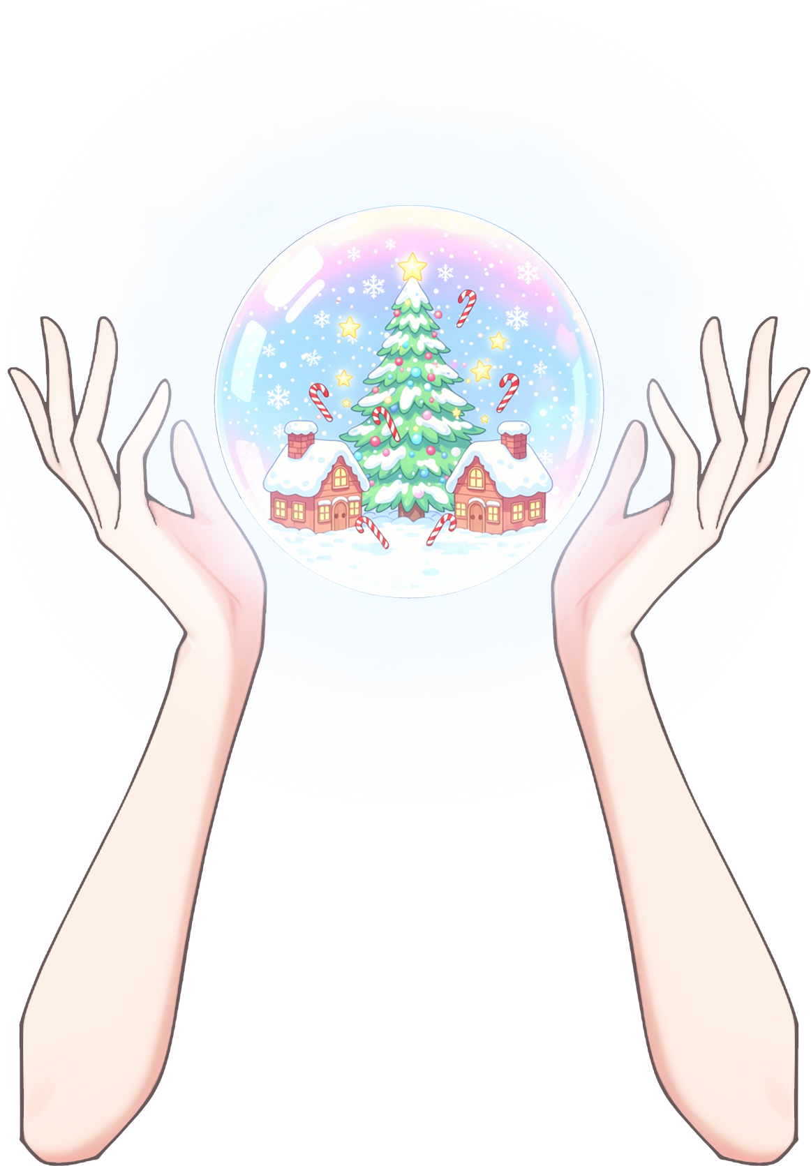 Vtuber向けフリー素材｜クリスマス風スノーボールを持つ手のイラスト