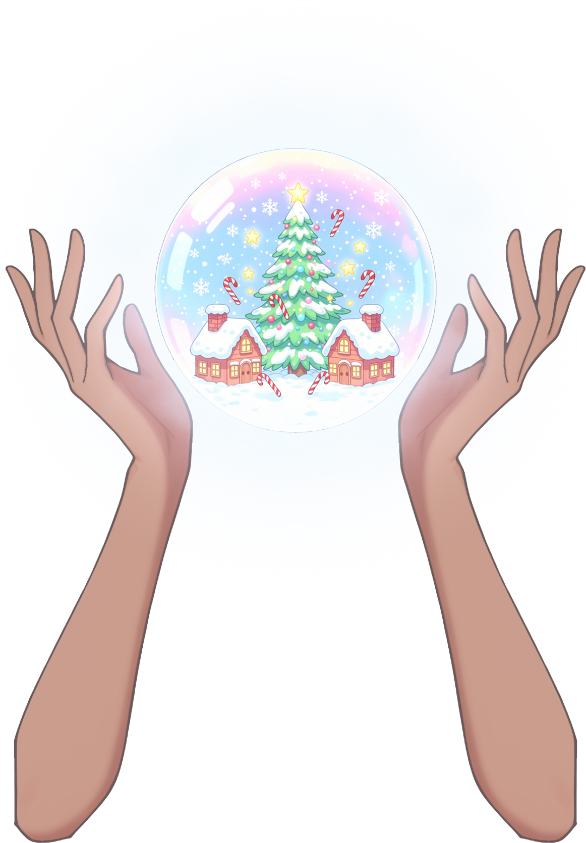 Vtuber向けフリー素材｜クリスマス風な水晶玉を持つ手のイラスト