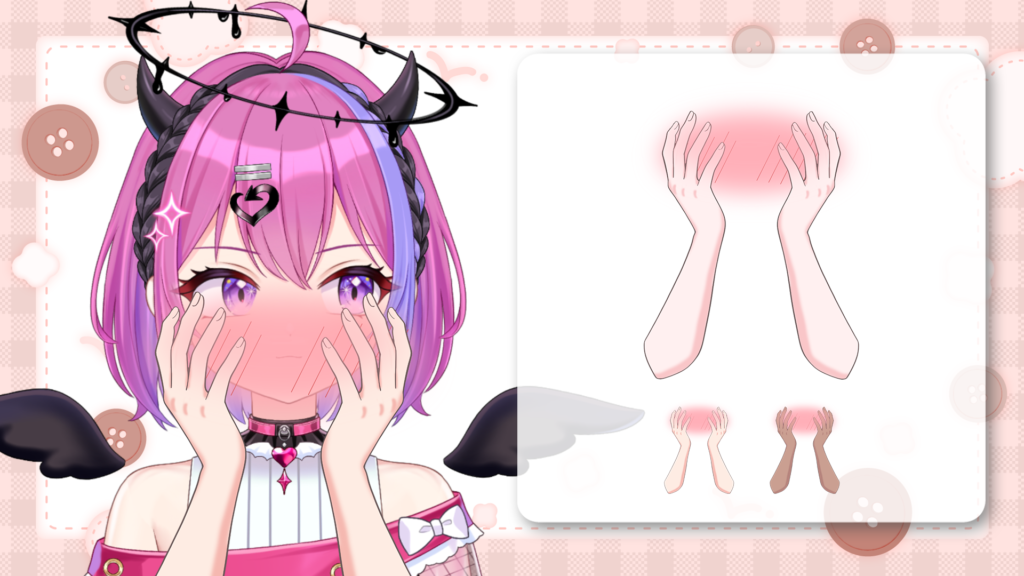 Vtuber向けフリー素材|照れる様子の手のイラスト