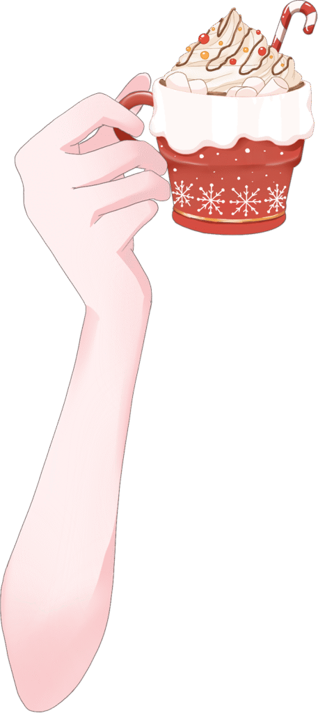 クリスマス風フロートを持つ手のイラスト