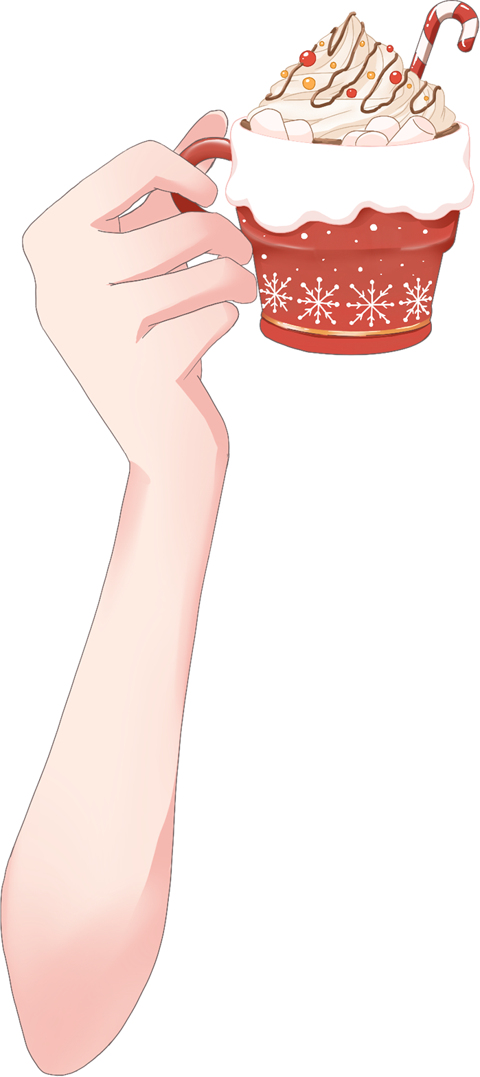 クリスマス風フロートを持つ手のイラスト
