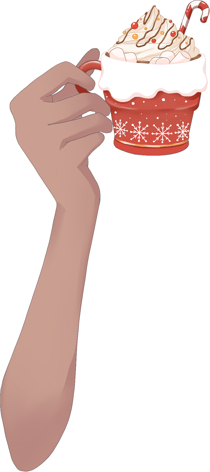 クリスマス風フロートを持つ手のイラスト