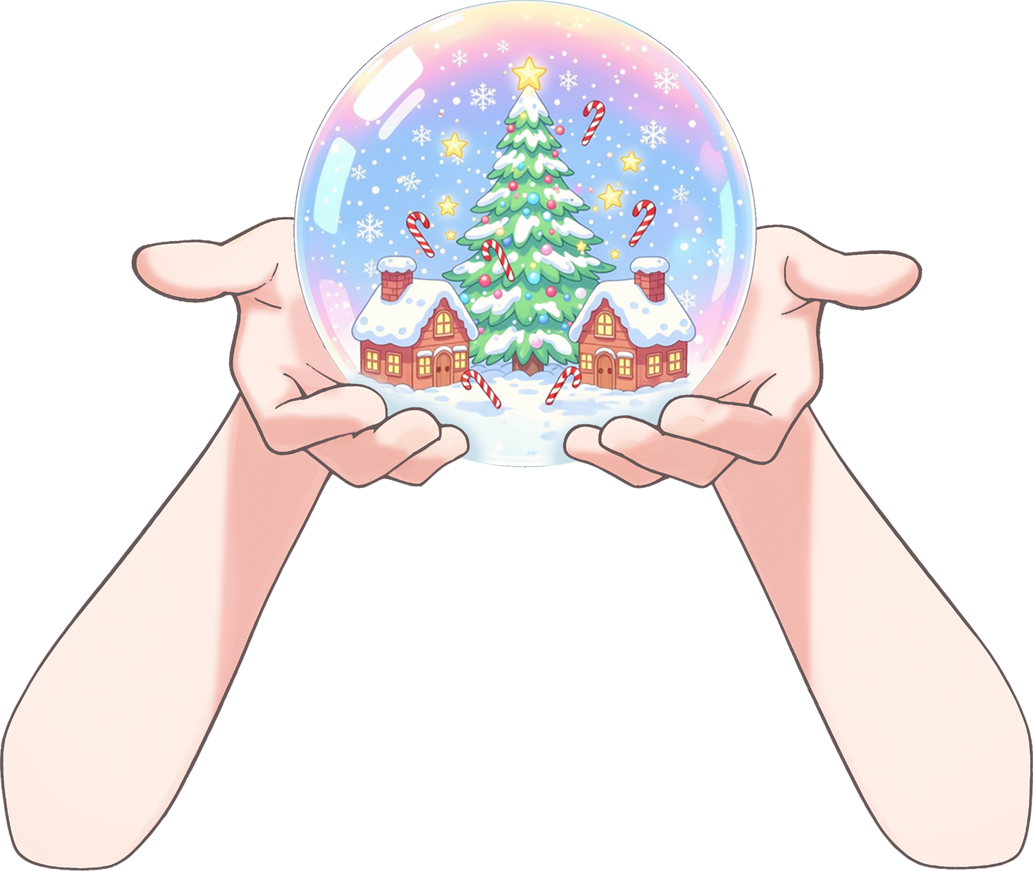 Vtuber向けフリー素材｜クリスマス風スノーボールを持つ手のイラスト