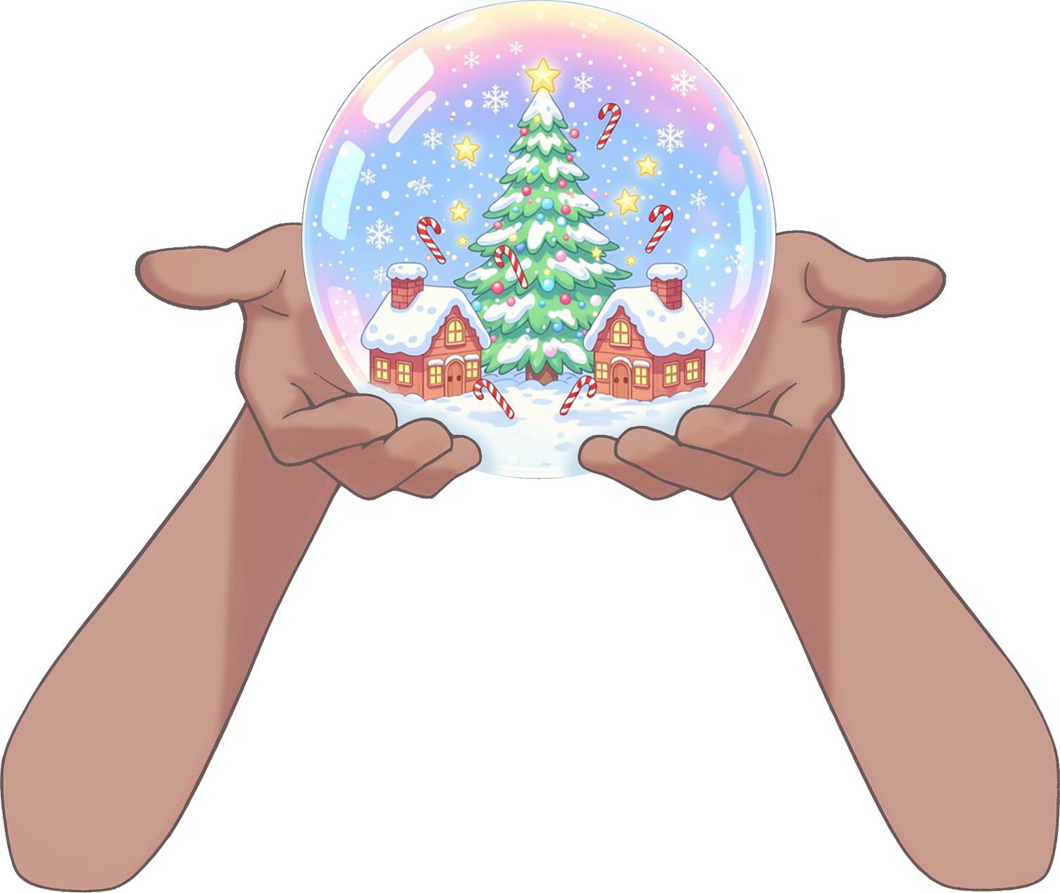 Vtuber向けフリー素材｜クリスマス風スノーボールを持つ手のイラスト