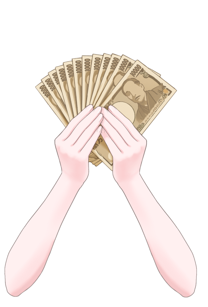お金/札束を持つ手のイラスト