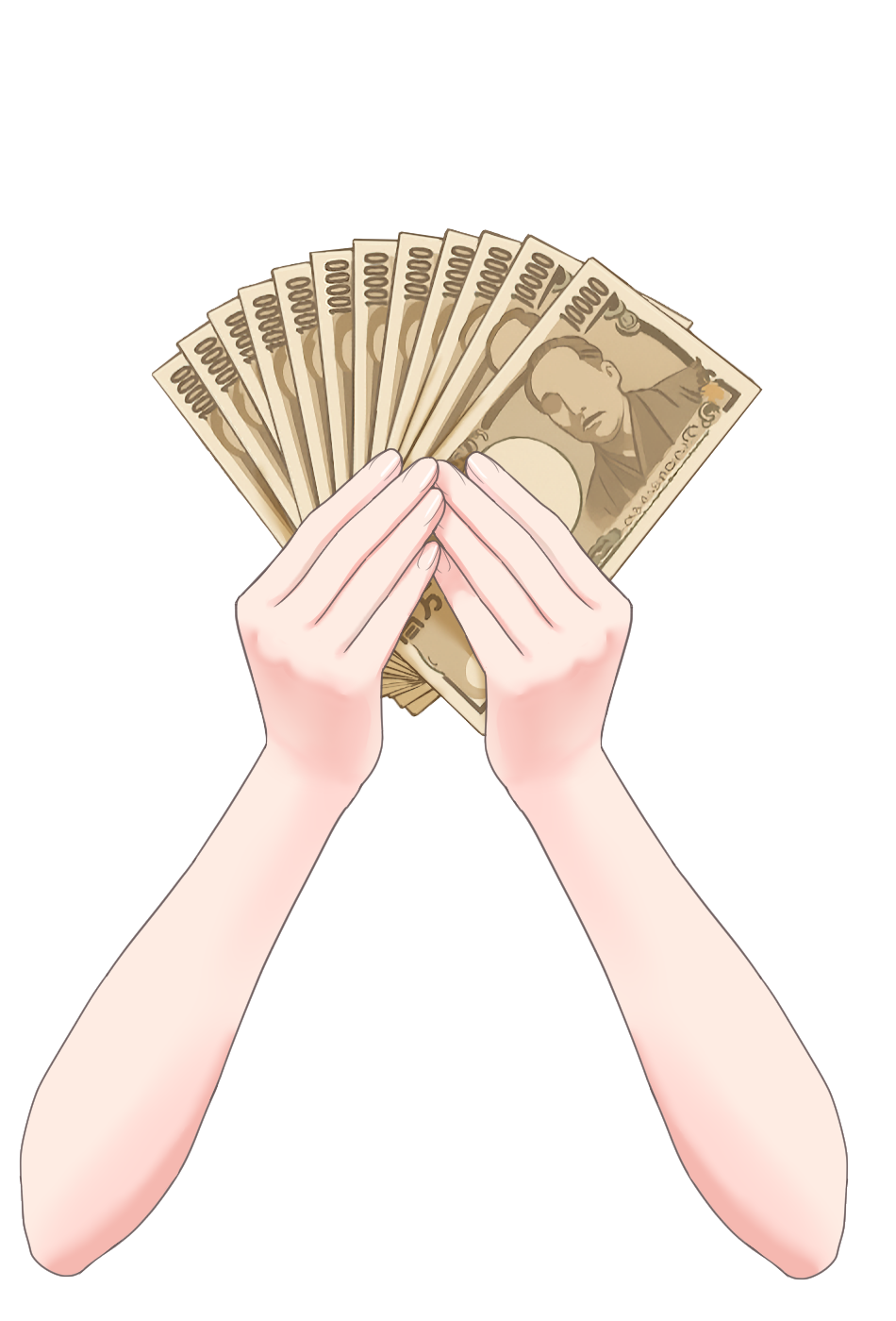 お金/札束を持つ手のイラスト