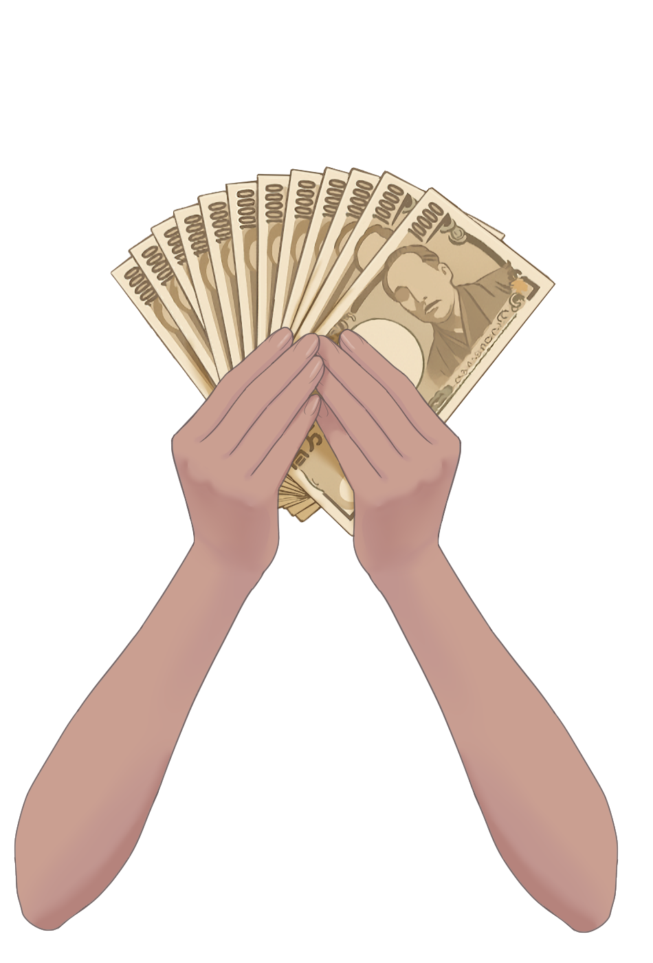 お金/札束を持つ手のイラスト