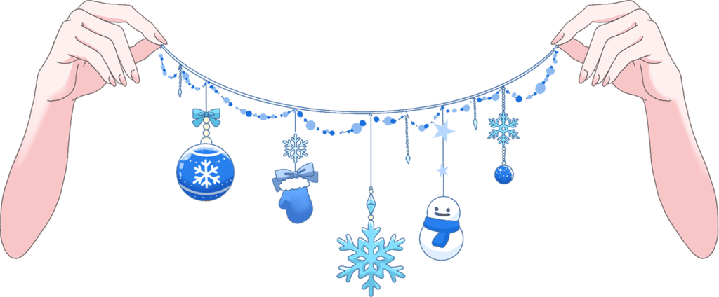 Vtuber向けフリー素材|冬のガーランドを持つ手のイラスト