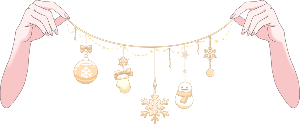 Vtuber向けフリー素材|冬のガーランドを持つ手のイラスト