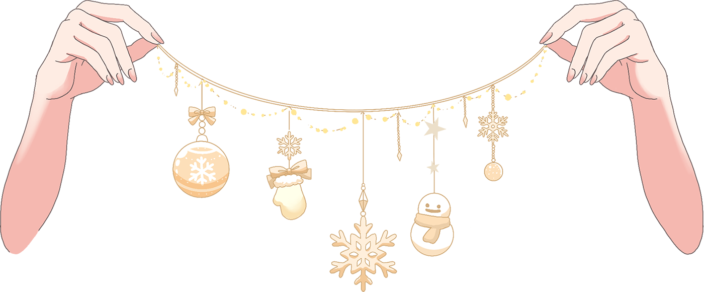 Vtuber向けフリー素材|冬のガーランドを持つ手のイラスト