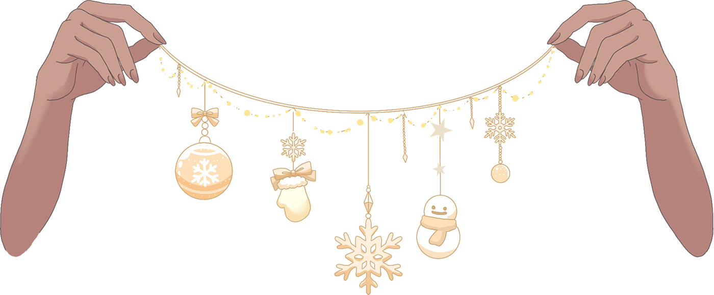 Vtuber向けフリー素材|冬のガーランドを持つ手のイラスト
