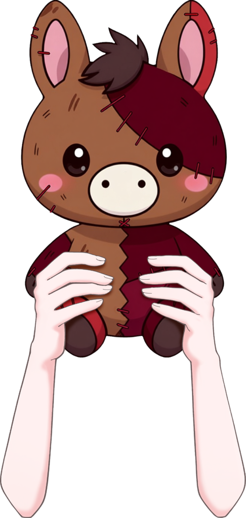 Vtuber向けフリー素材｜うまのぬいぐるみを持つ手のイラスト