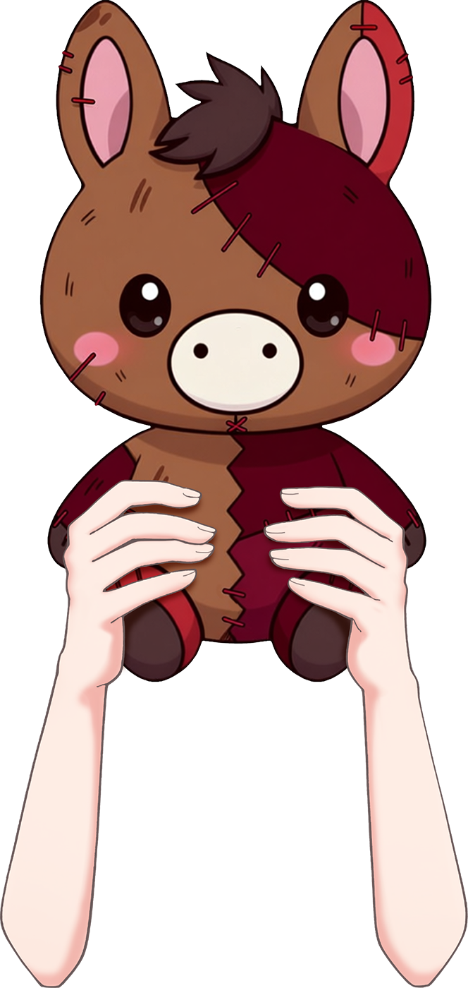 Vtuber向けフリー素材｜うまのぬいぐるみを持つ手のイラスト