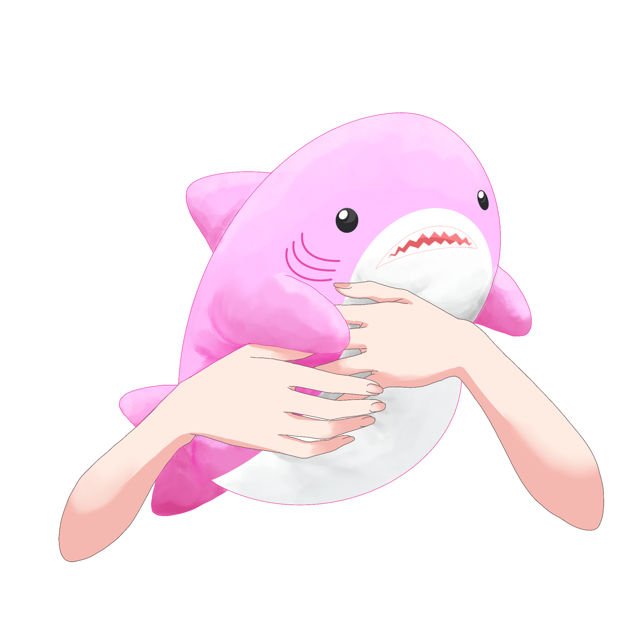 Vtuber向けフリー素材｜サメのぬいぐるみを持つ手のイラスト