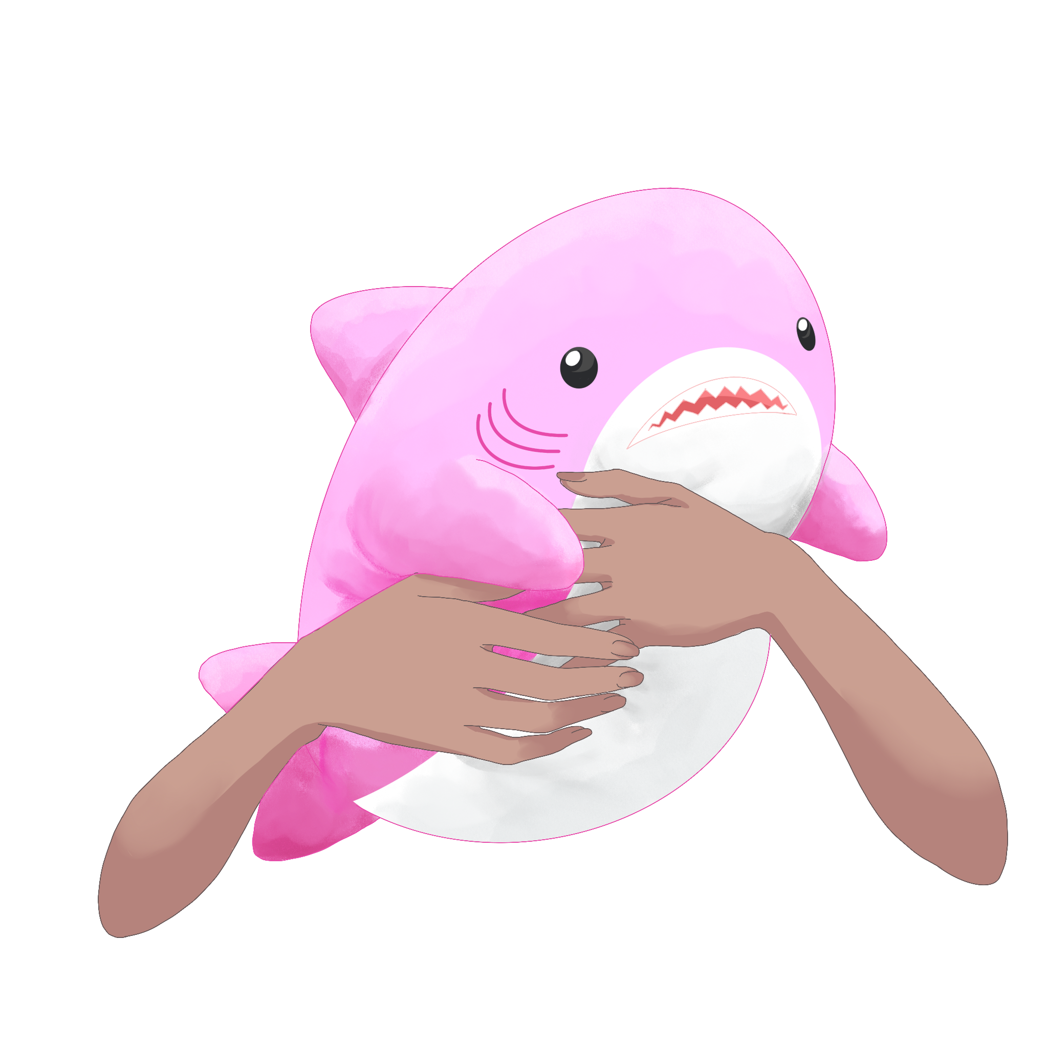 Vtuber向けフリー素材｜サメのぬいぐるみを持つ手のイラスト