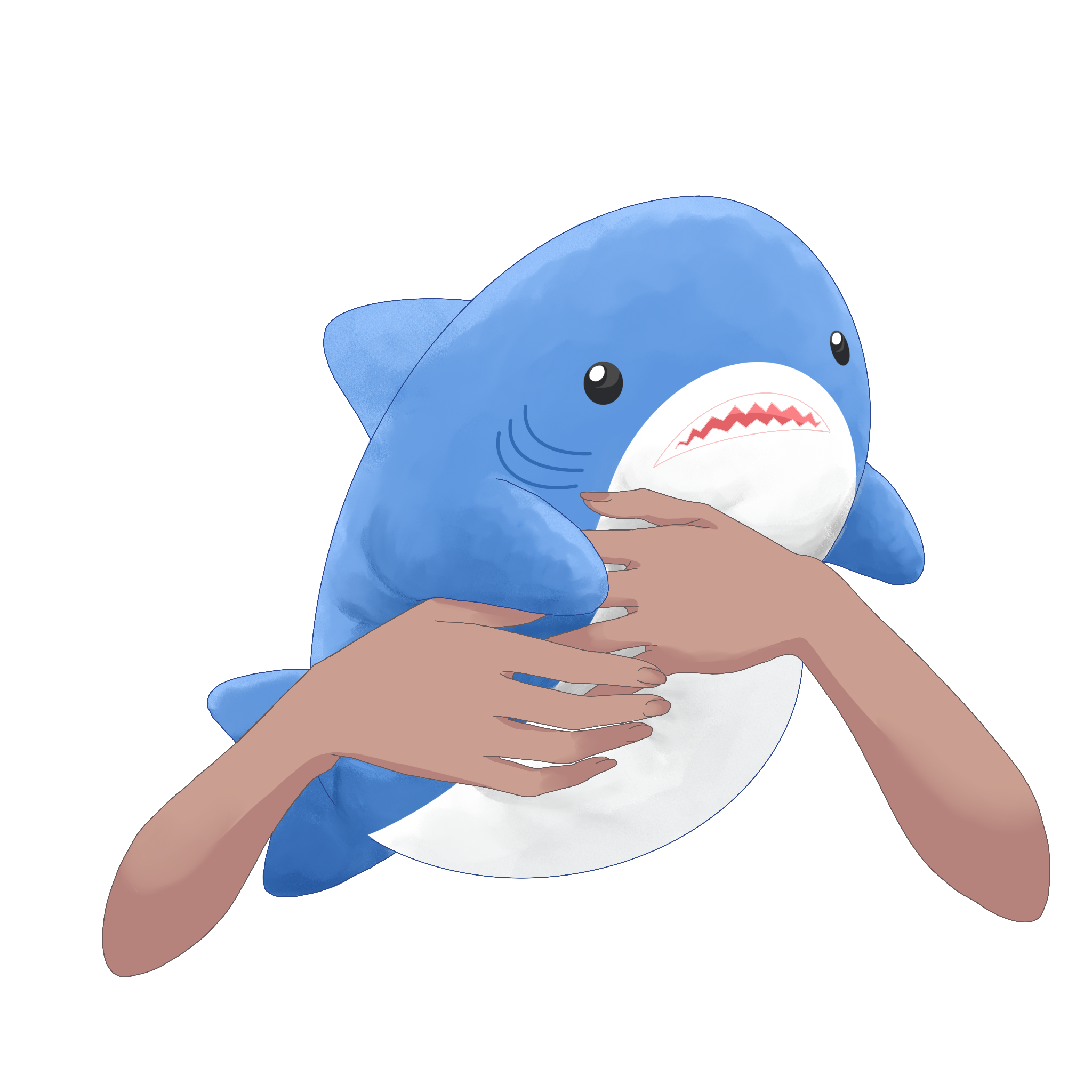 Vtuber向けフリー素材｜サメのぬいぐるみを持つ手のイラスト
