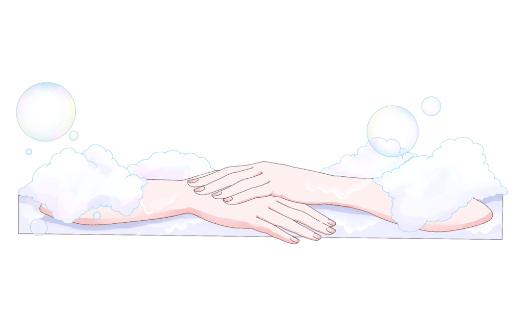 Vtuber向けフリー素材｜お風呂に浸かる手のイラスト