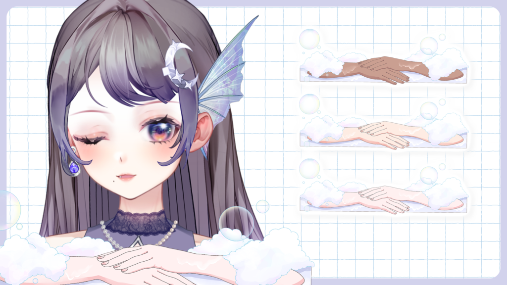 Vtuber向けフリー素材｜お風呂に浸かる手のイラスト