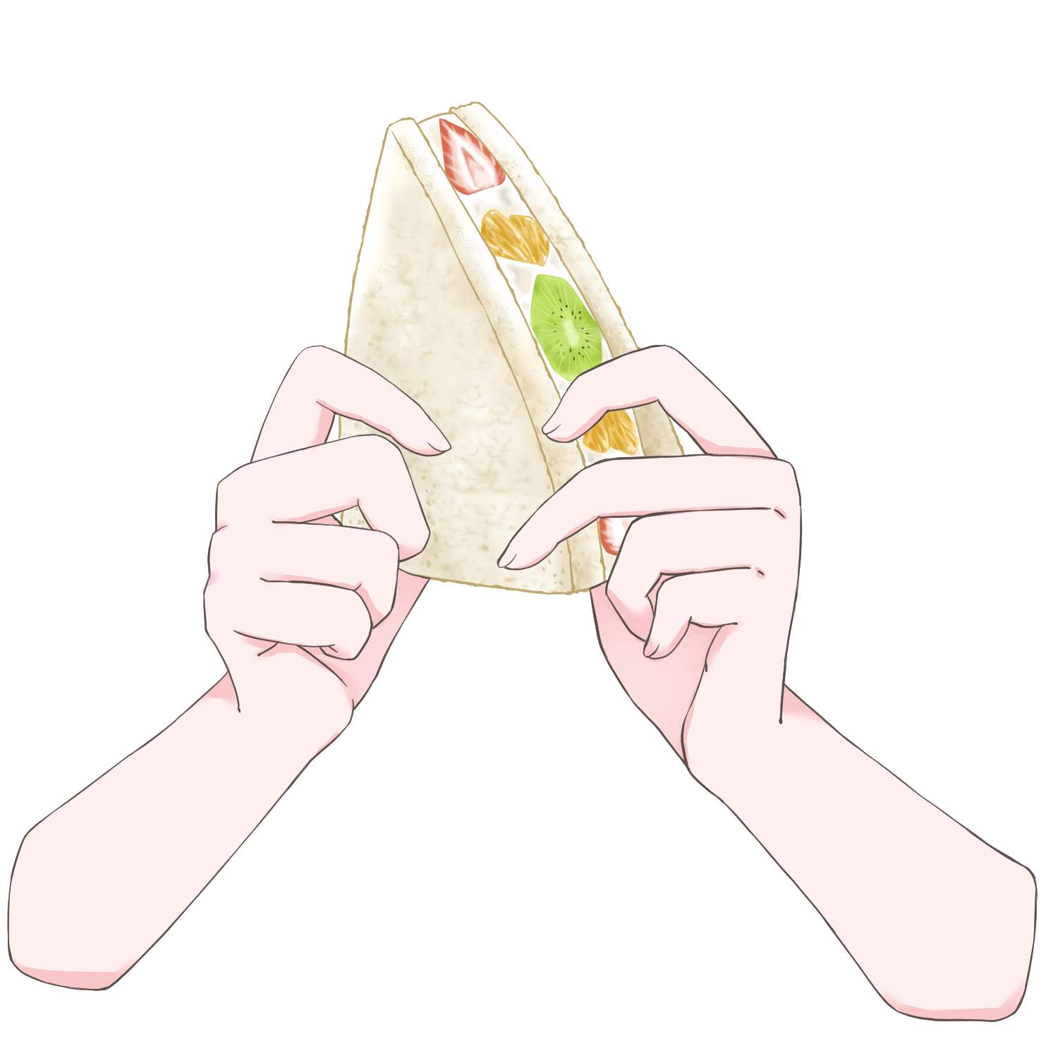 Vtuber向けフリー素材｜フルーツサンドを持つ手のイラスト