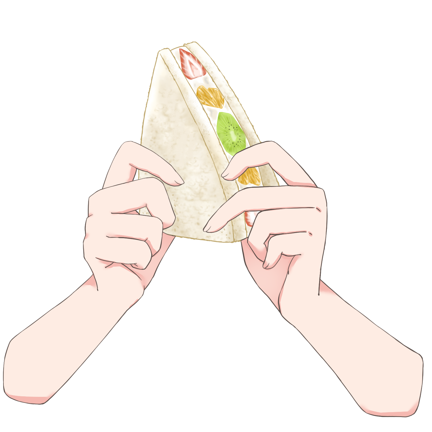 Vtuber向けフリー素材｜フルーツサンドを持つ手のイラスト