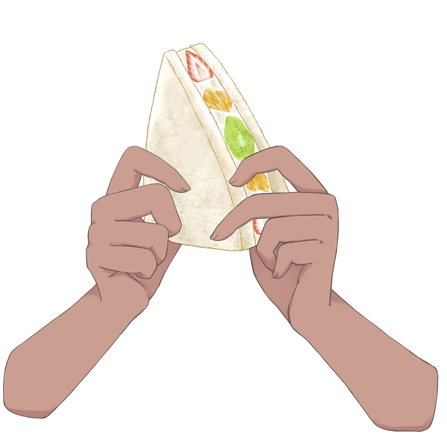 Vtuber向けフリー素材｜フルーツサンドを持つ手のイラスト