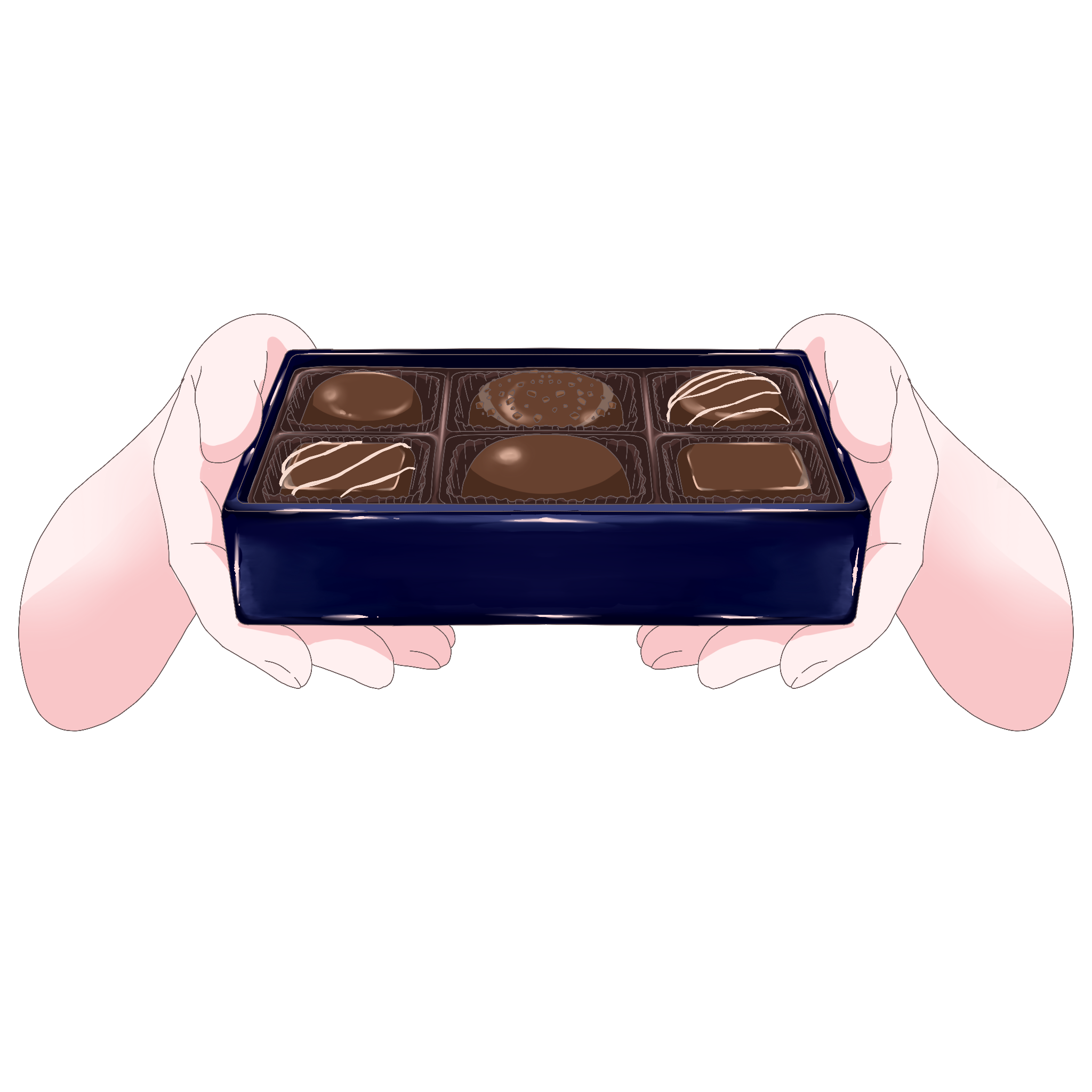 Vtuber向けフリー素材｜チョコの箱を持つ手のイラスト