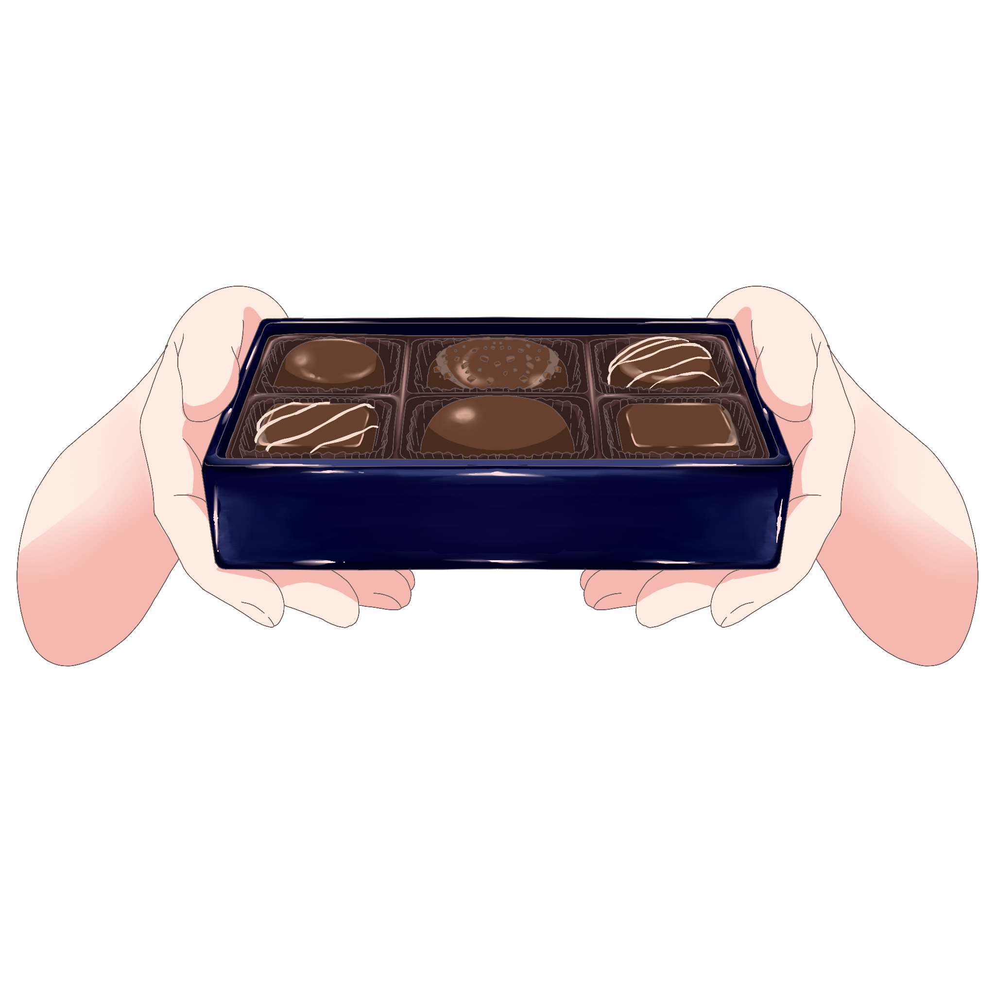Vtuber向けフリー素材｜チョコの箱を持つ手のイラスト