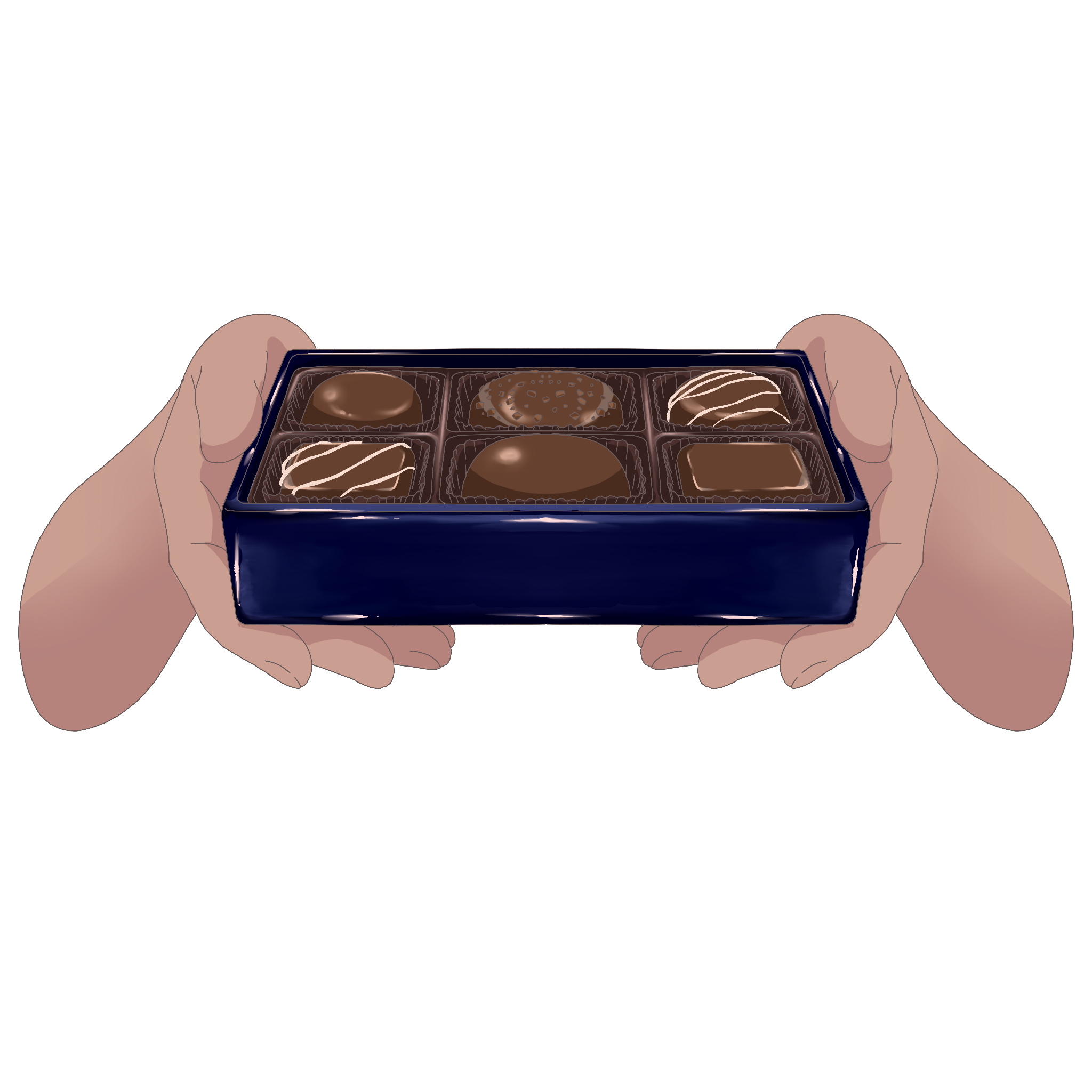 Vtuber向けフリー素材｜チョコの箱を持つ手のイラスト
