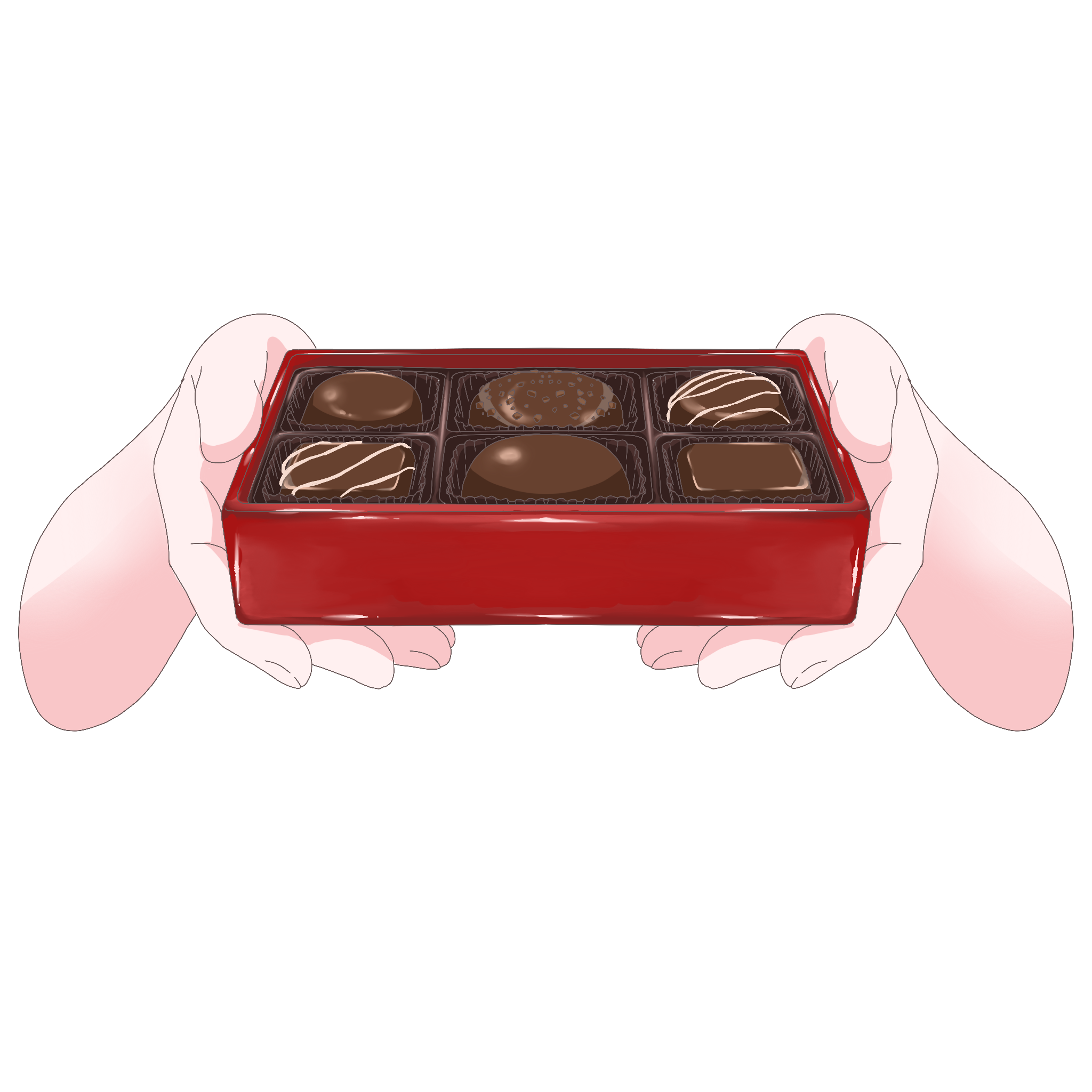 Vtuber向けフリー素材｜チョコの箱を持つ手のイラスト
