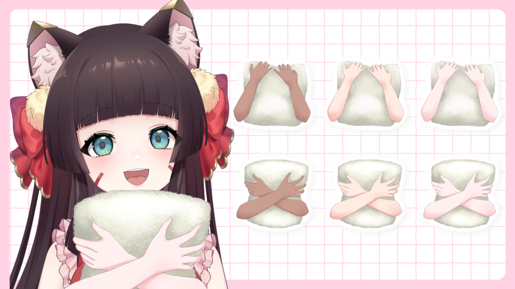 Vtuber向けフリー素材｜ふわもこクッションを持つ手のイラスト