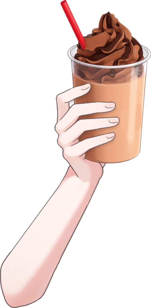 Vtuber向けフリー素材｜チョコのドリンクカップを持つ手のイラスト