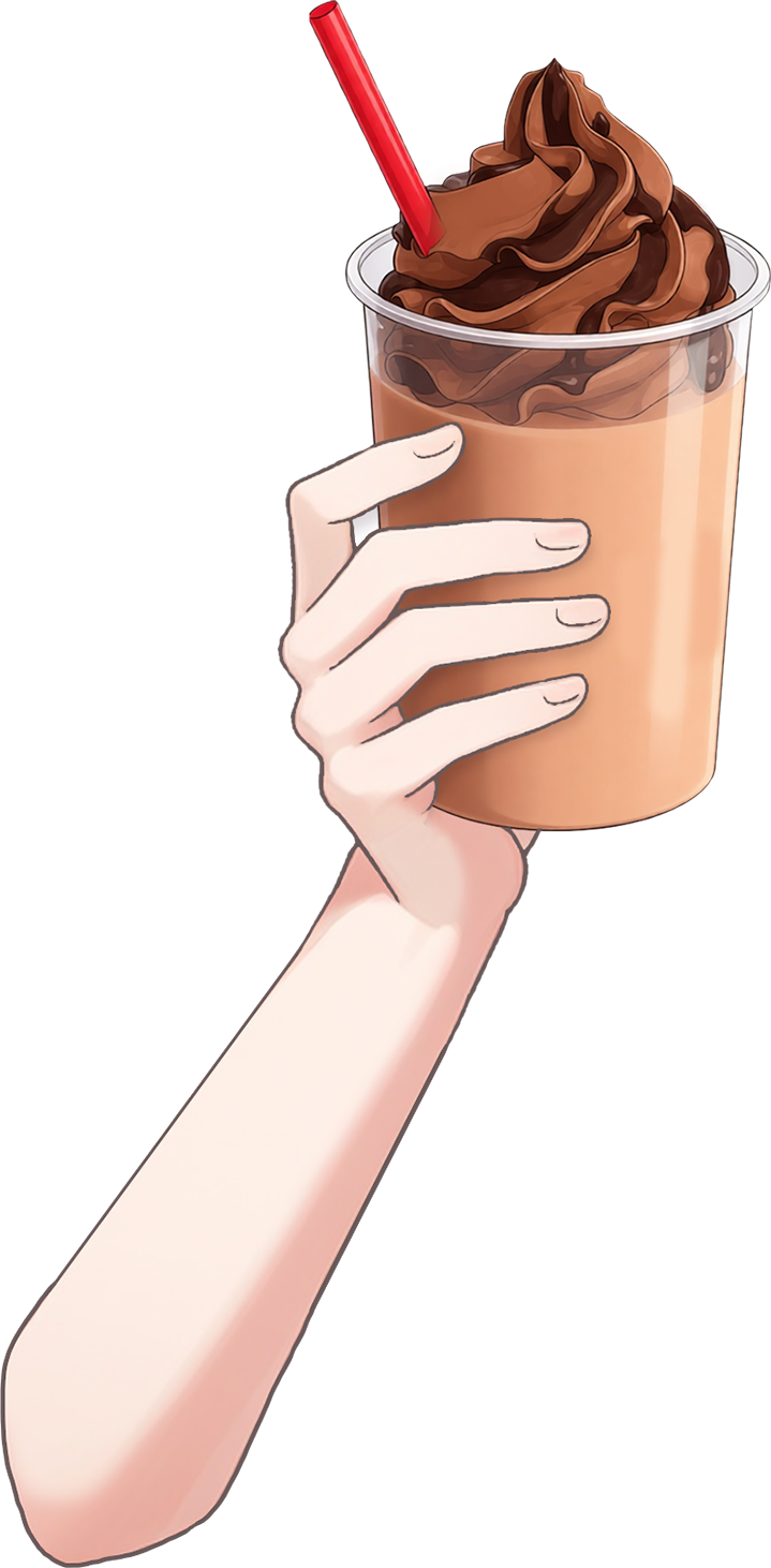 Vtuber向けフリー素材｜チョコのドリンクカップを持つ手のイラスト