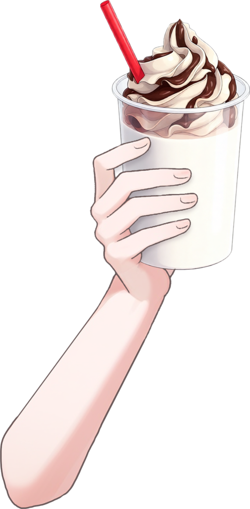 Vtuber向けフリー素材｜チョコのドリンクカップを持つ手のイラスト