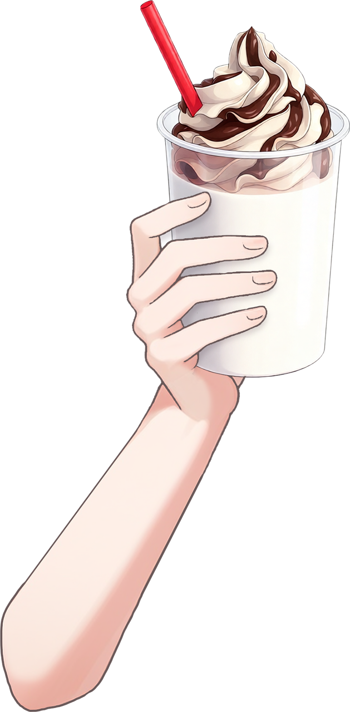 Vtuber向けフリー素材｜チョコのドリンクカップを持つ手のイラスト