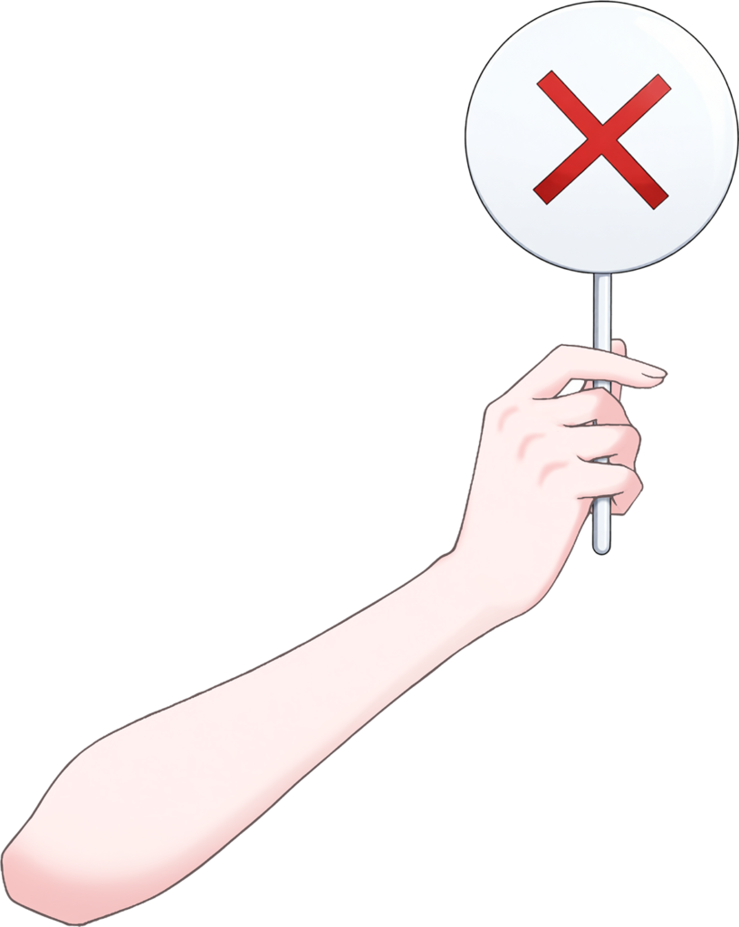 Vtuber向けフリー素材｜マルの札・バツの札を持つ手のイラスト