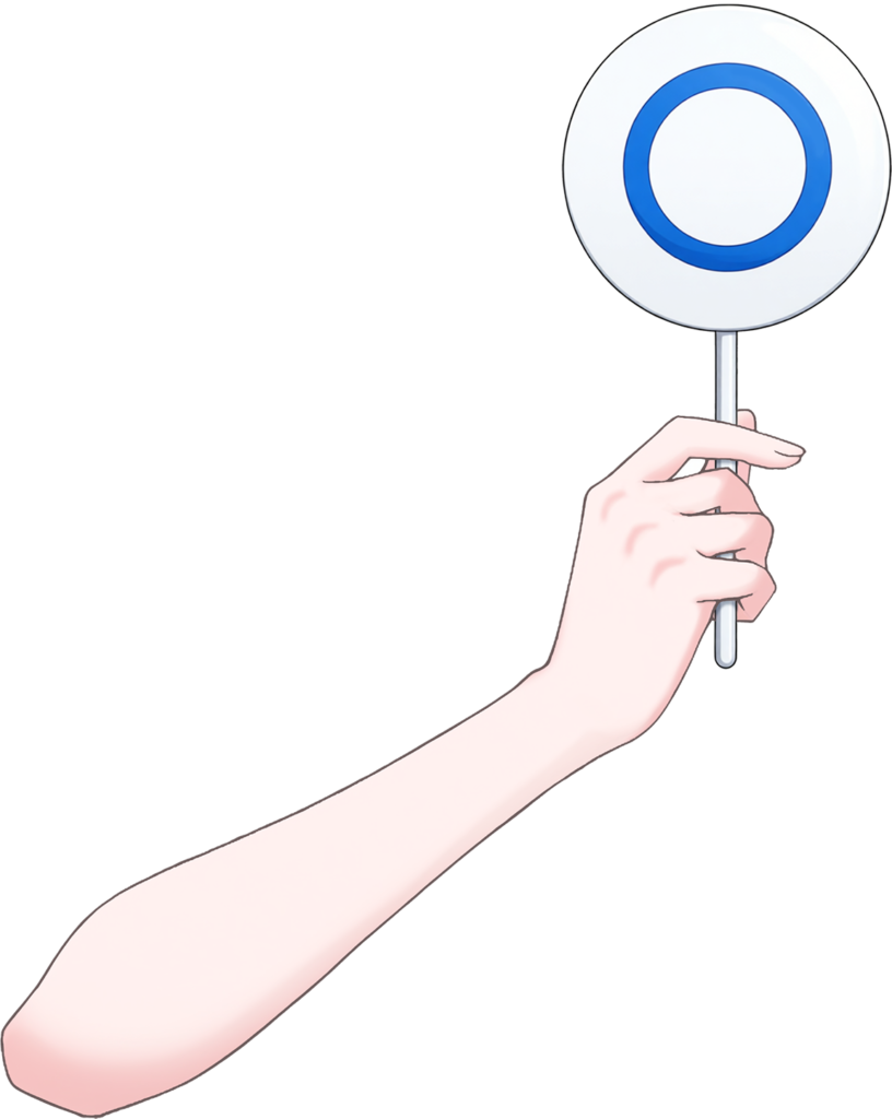 Vtuber向けフリー素材｜マルの札・バツの札を持つ手のイラスト