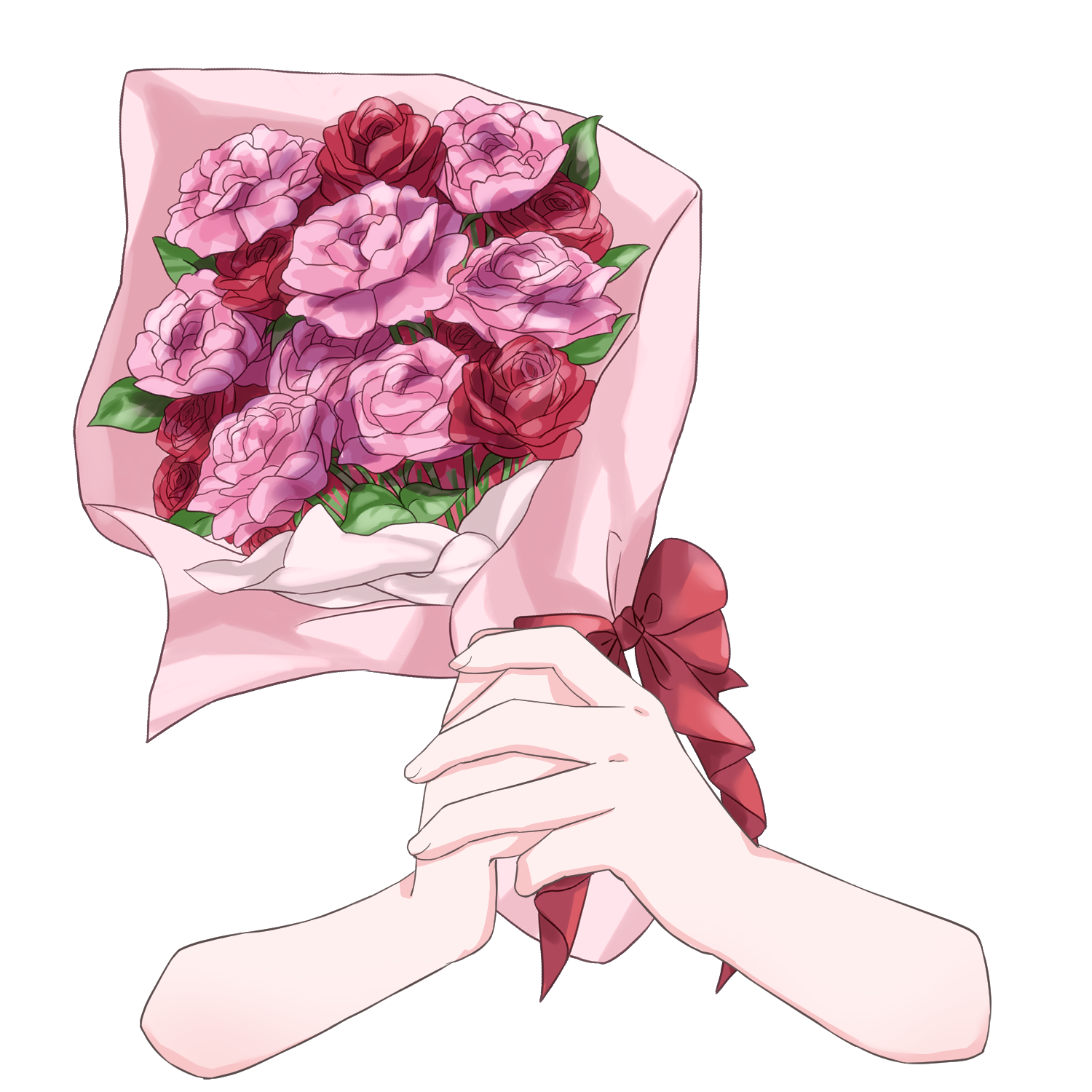 Vtuber向けフリー素材｜花束を持つ手のイラスト