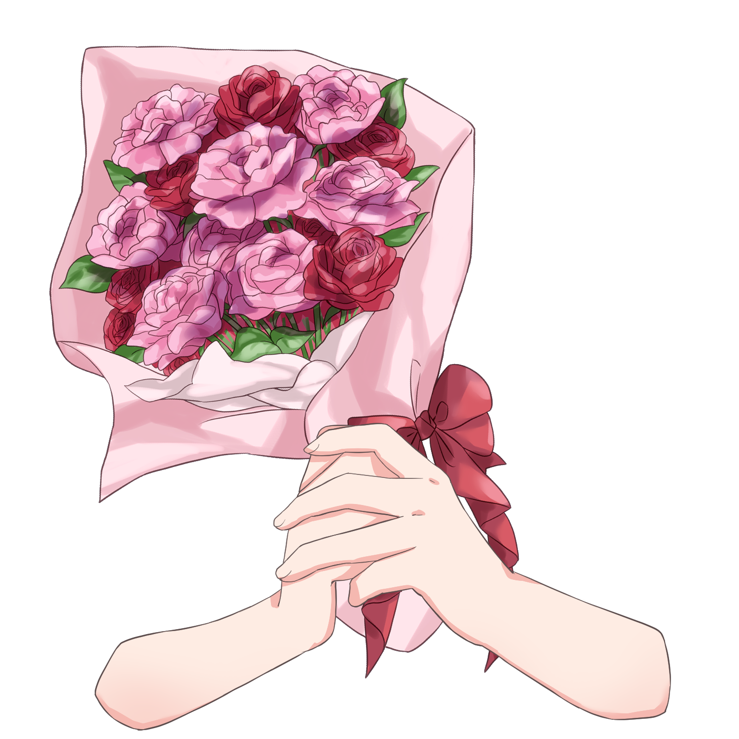 Vtuber向けフリー素材｜花束を持つ手のイラスト