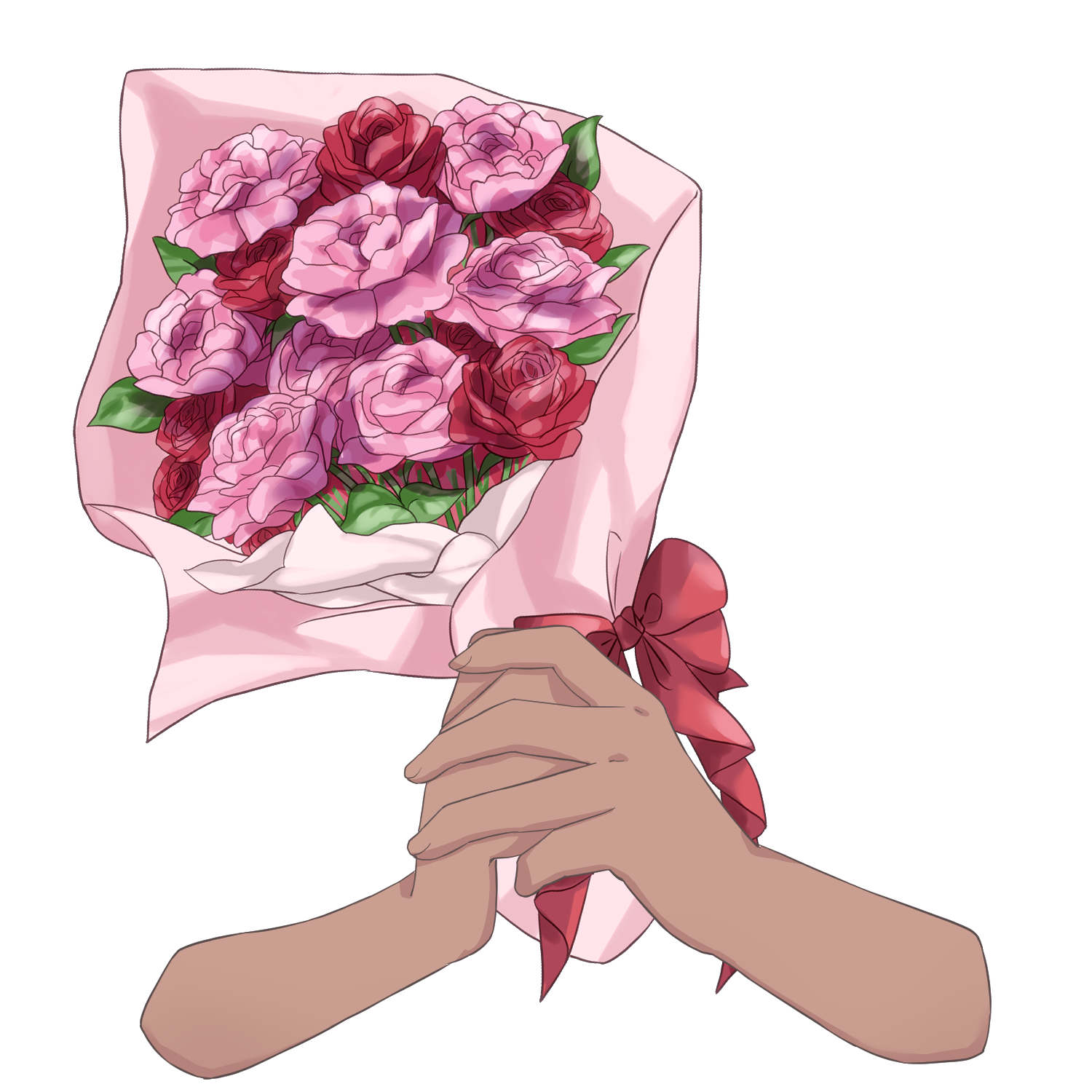 Vtuber向けフリー素材｜花束を持つ手のイラスト