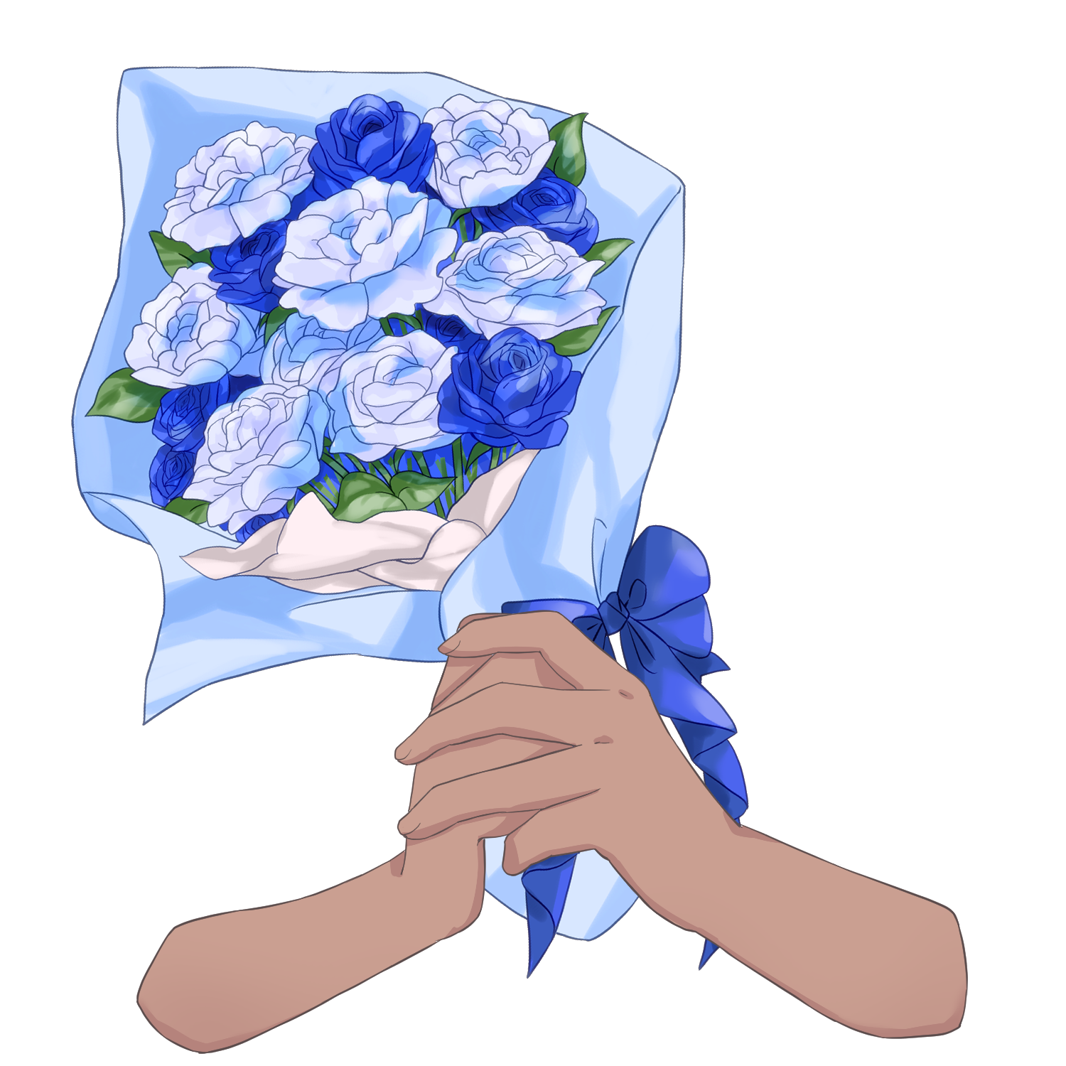 Vtuber向けフリー素材｜花束を持つ手のイラスト