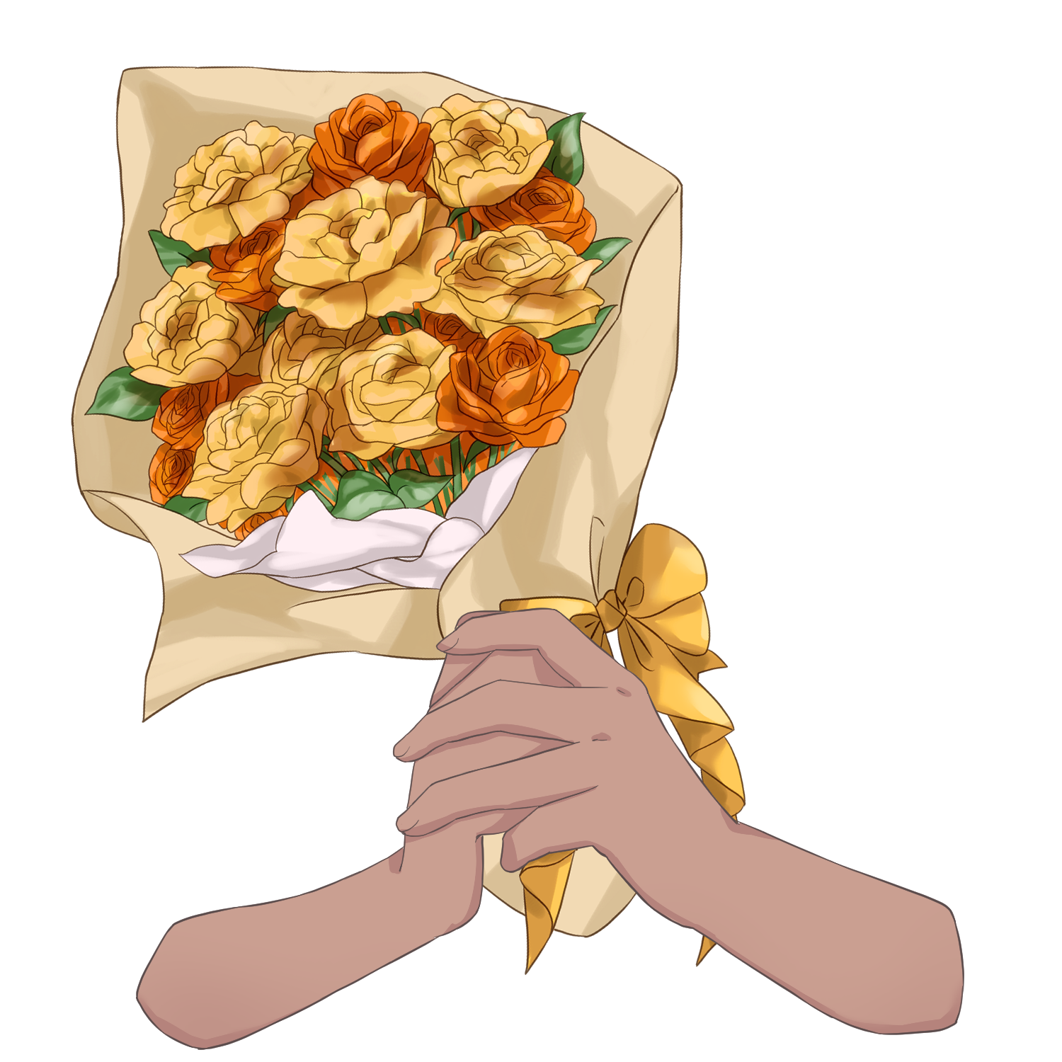 Vtuber向けフリー素材｜花束を持つ手のイラスト