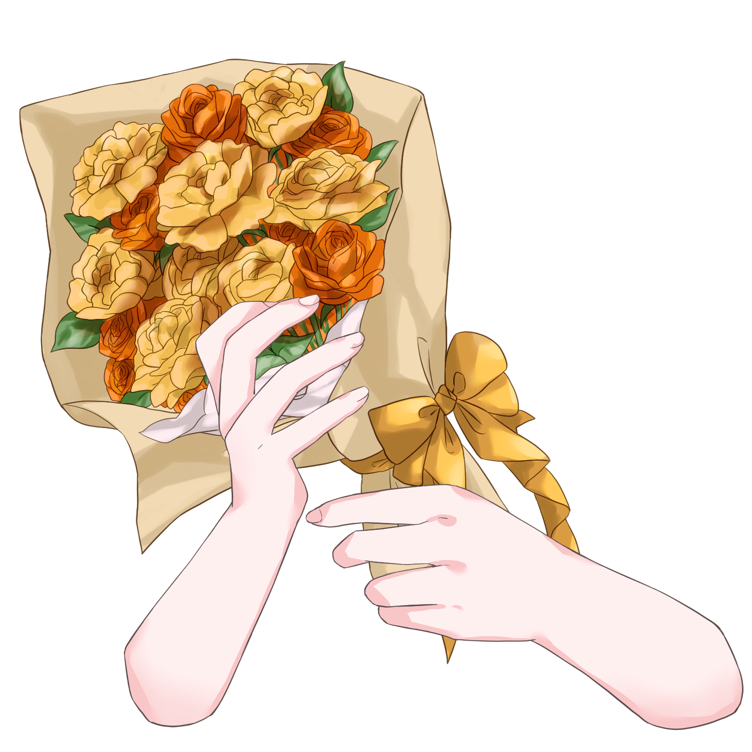 Vtuber向けフリー素材｜花束を持つ手のイラスト