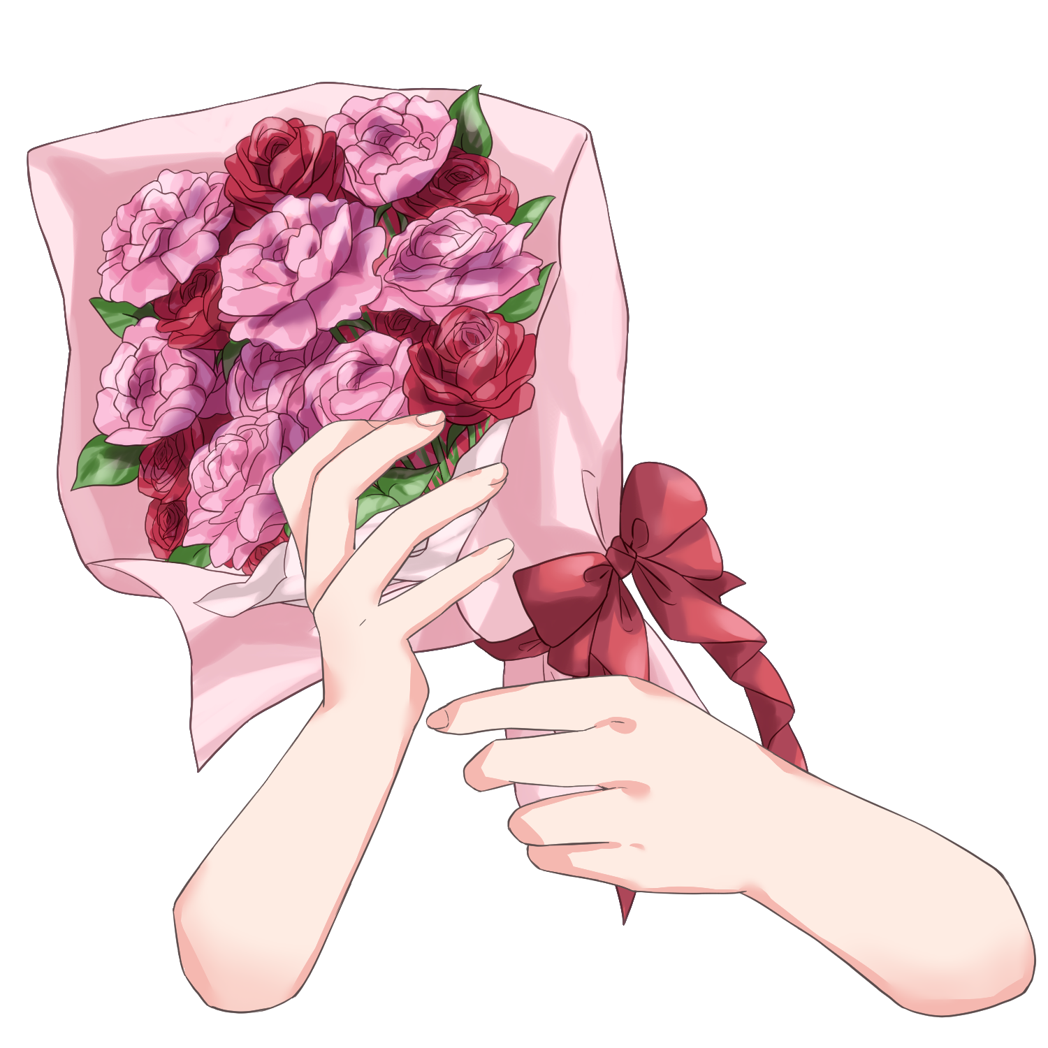 Vtuber向けフリー素材｜花束を持つ手のイラスト