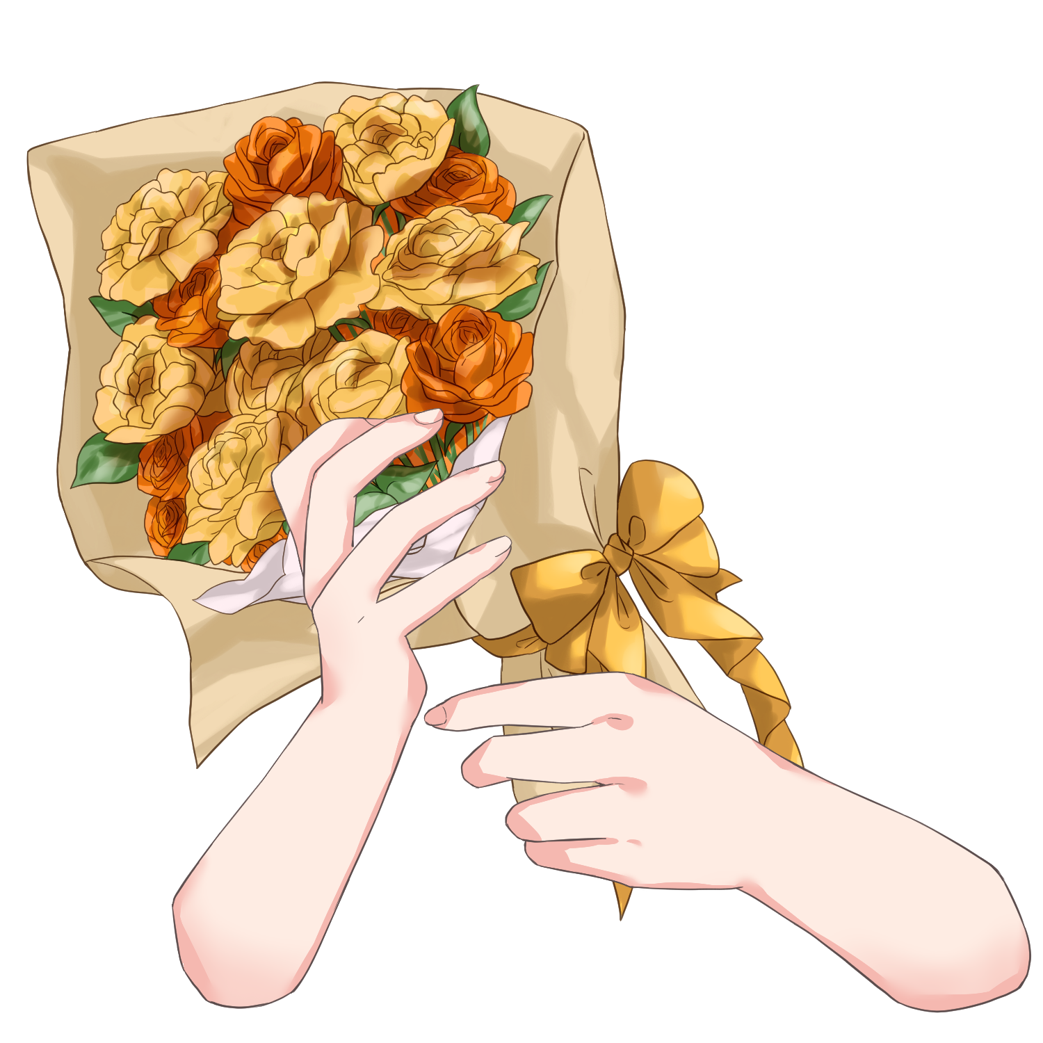 Vtuber向けフリー素材｜花束を持つ手のイラスト