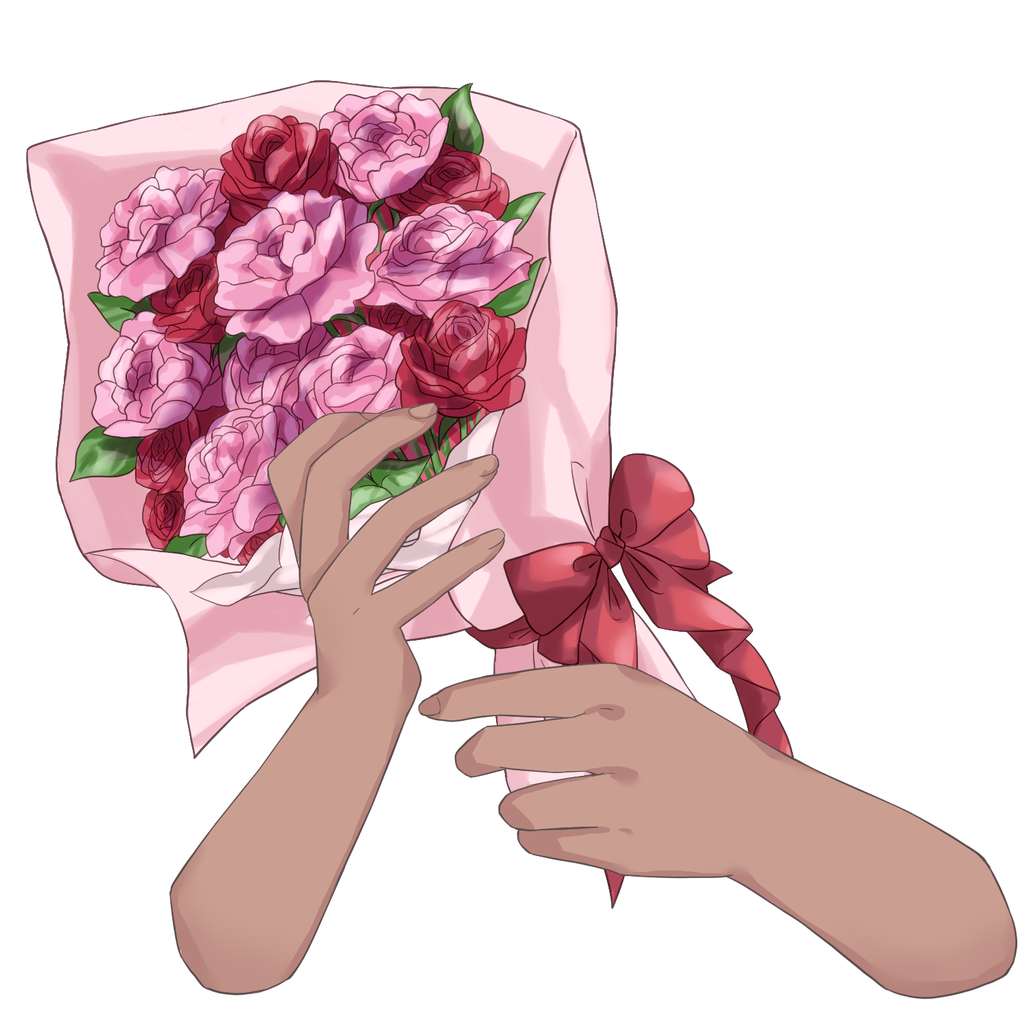 Vtuber向けフリー素材｜花束を持つ手のイラスト