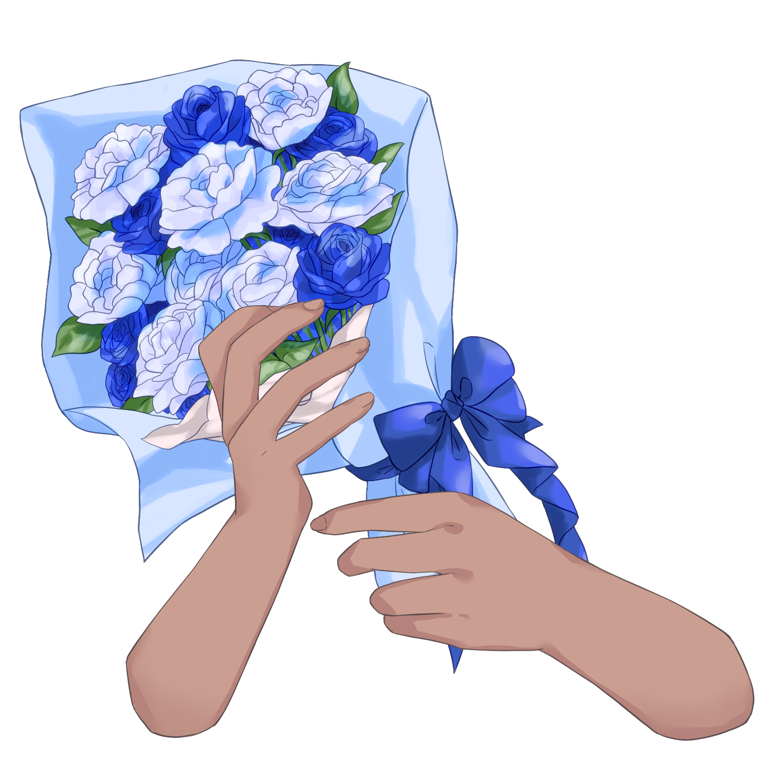 Vtuber向けフリー素材｜花束を持つ手のイラスト